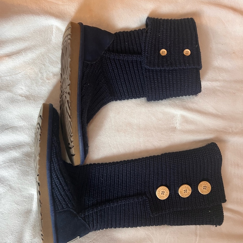 UGG Dark Blue Knit Button Boots